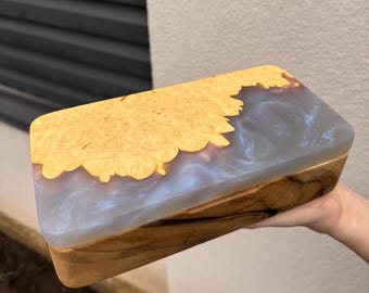 Unique Wedding Gift for Newlyweds, Perfect for Treasured Jewelry & Rustic Home Decor – Handcrafted Wooden Keepsake Box with Epoxy Resin