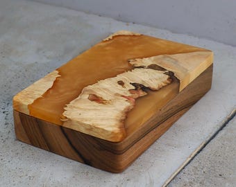 Unique Wedding Gift for Couple, Large Handmade Wooden Jewelry Box with Lid, Rustic Keepsake for Rings, Letters & Memories, Gift for Newlywed