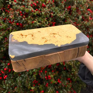 Mystical Magic Themed Trinket Box | Handmade Wooden Jewelry Box with Epoxy Resin | Witchcraft and Fantasy Gift | Personalized Keepsake Box