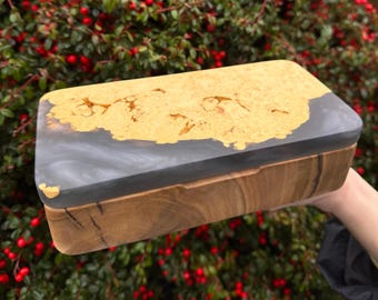 Mystical Magic Themed Trinket Box | Handmade Wooden Jewelry Box with Epoxy Resin | Witchcraft and Fantasy Gift | Personalized Keepsake Box