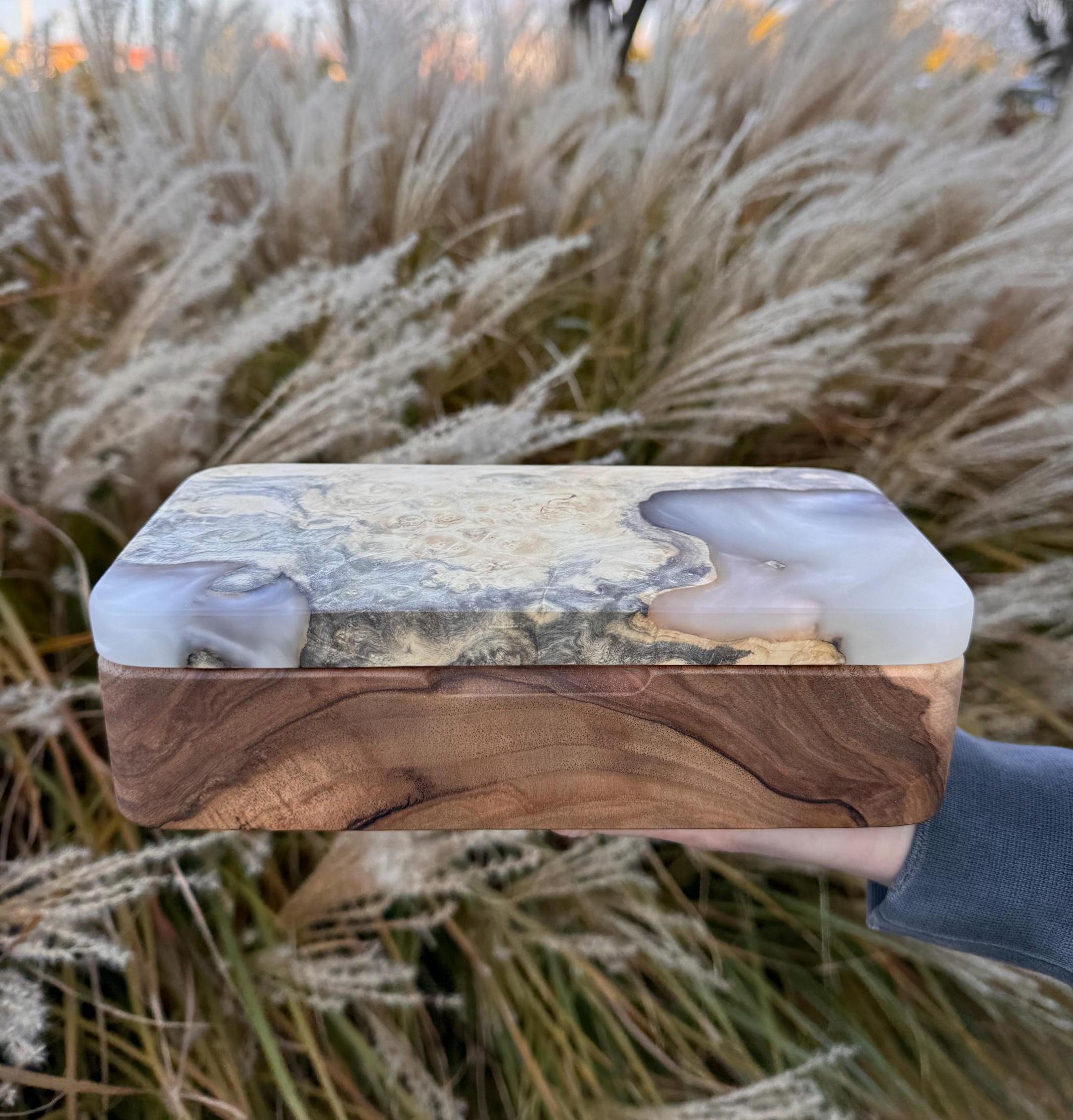 Expoxy Box Handmade Wooden Jewelry Box With Epoxy Resin Inlay Personalized Storage ...