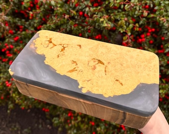 Handmade Natural Wood Keepsake Box with Epoxy Resin, Perfect Mother's Day and Women's Day Gift, Unique Jewelry Storage, Sentimental Keepsake