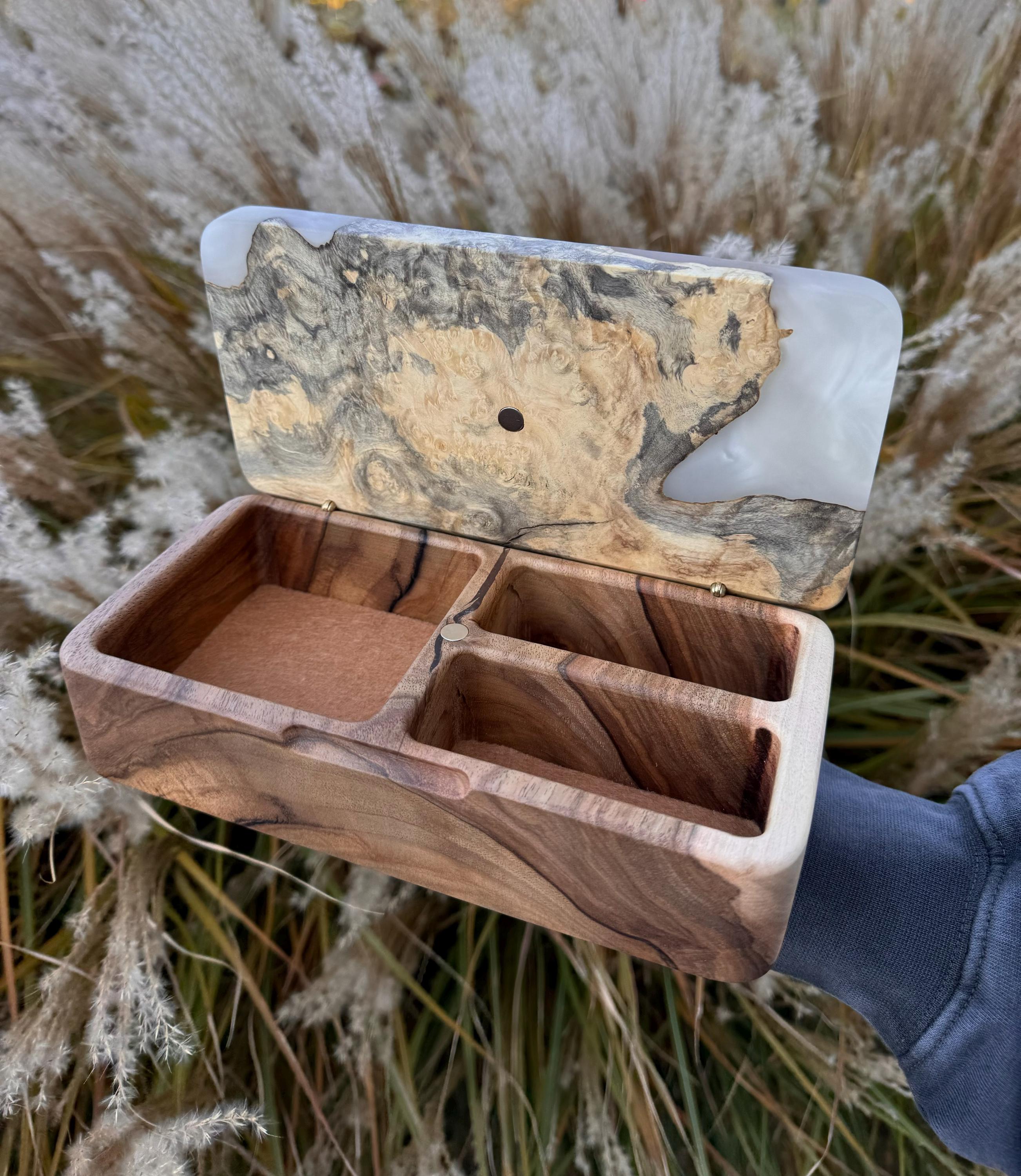 Expoxy Box Handmade Wooden Jewelry Box With Epoxy Resin Inlay Personalized Storage ...
