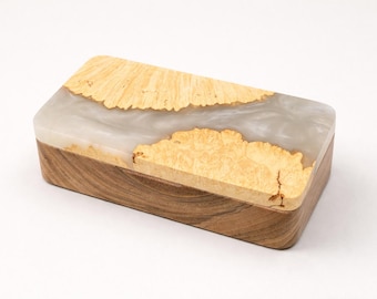 Mother's Day Gift Handmade Wooden Jewelry Box with Epoxy Resin Unique Keepsake Box Personalized Gift for Mom, Custom Epoxy Box, Rustic Style