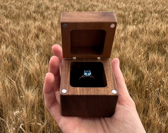 Valentine's Day Rustic Ring Box – Personalized Natural Wood Jewelry Box for Wedding Proposals, Engagements & Anniversaries Engraved Keepsake