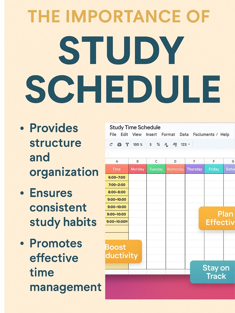 Editable Study Schedule Excel Template|student Planner|daily & Weekly ...
