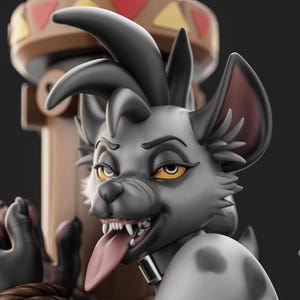 Hyena Furry | 3D Printed Resin Statue | Pin Up Figurine | MODEL KIT | UNPAINTED | 170 mm