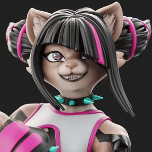 Fighter Furry | 3D Printed Resin Statue | Pin Up Figurine | MODEL KIT | UNPAINTED | 180 mm