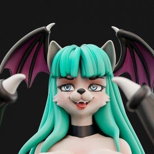 Vampire Furry girl | 3D Printed Resin Statue | Pin Up Figurine | MODEL KIT | UNPAINTED | 200 mm