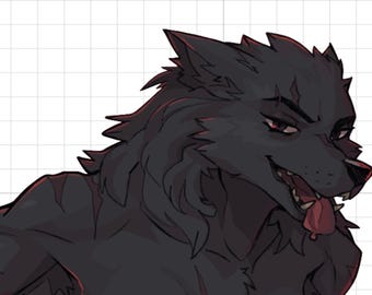 Adesivo ragazza lupo pelosa / Adesivo mostro Waifu / Adesivo antropomorfo immaginario / Adesivo peloso / Adesivo in vinile