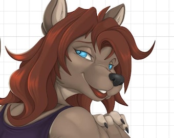 Adesivo ragazza pelosa di Wolf Beach / Adesivo mostro Waifu / Adesivo antropomorfo immaginario / Adesivo peloso / Adesivo in vinile