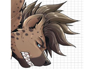 Hiena pinup furry | Adesivo Hiena Waifu | Antro Fictício | Adesivo Furry | Adesivo Vinil Holo Transparente