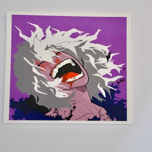 Shigaraki My Hero Academia Art – Purple Background, 8x7 Anime Villain Print