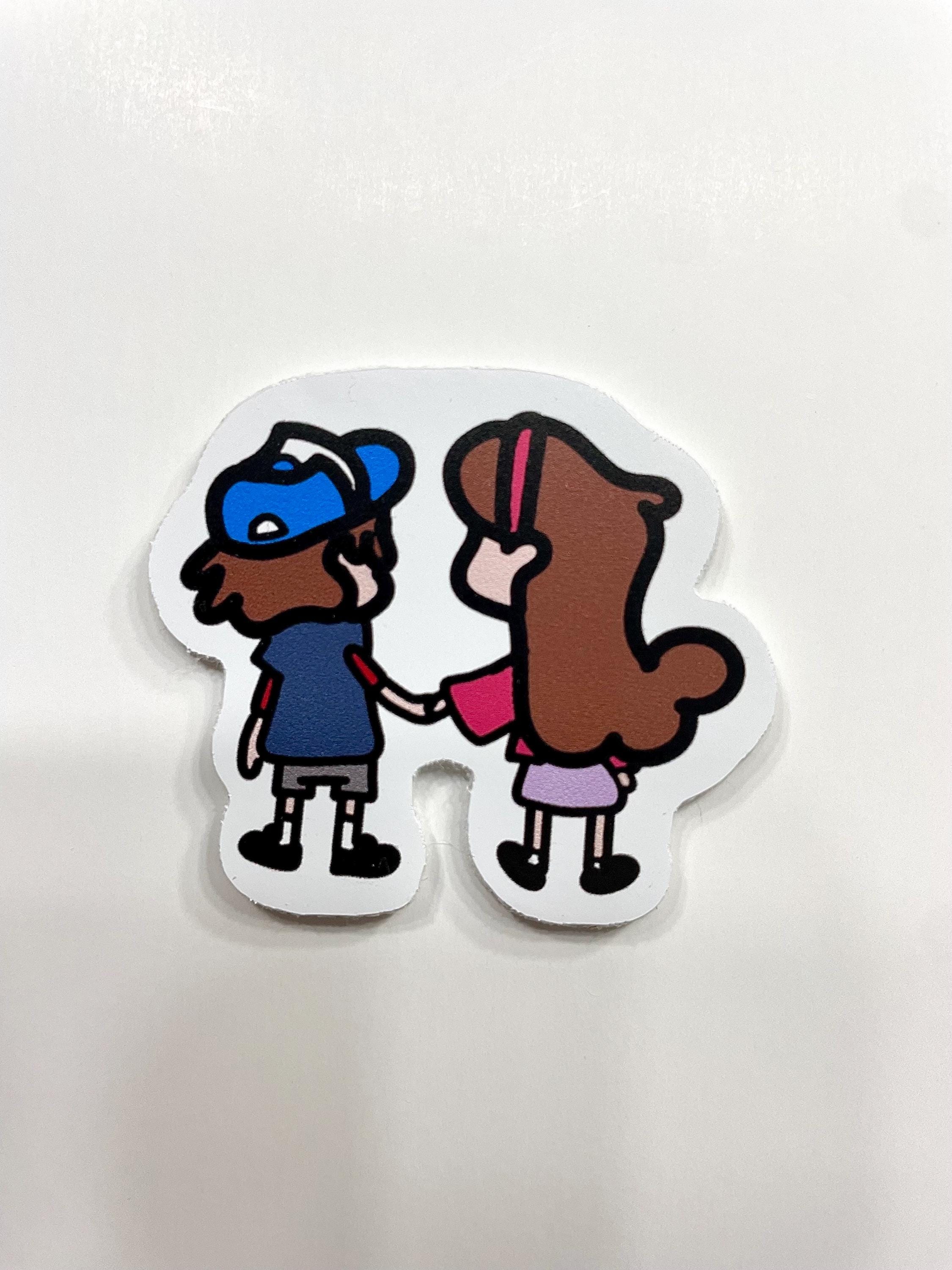 Gravity Falls Sticker | Mabel and Dipper Holding Hands | Mystery Twins Fan Art | Waterproof & UV-Resistant