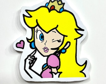 Princess Peach Sticker | Super Mario Fan Art | Cute Princess Peach Sticker | Waterproof & UV-Resistant