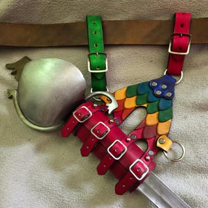 Grenouille-épée en cuir (simple) - Écaille arc-en-ciel