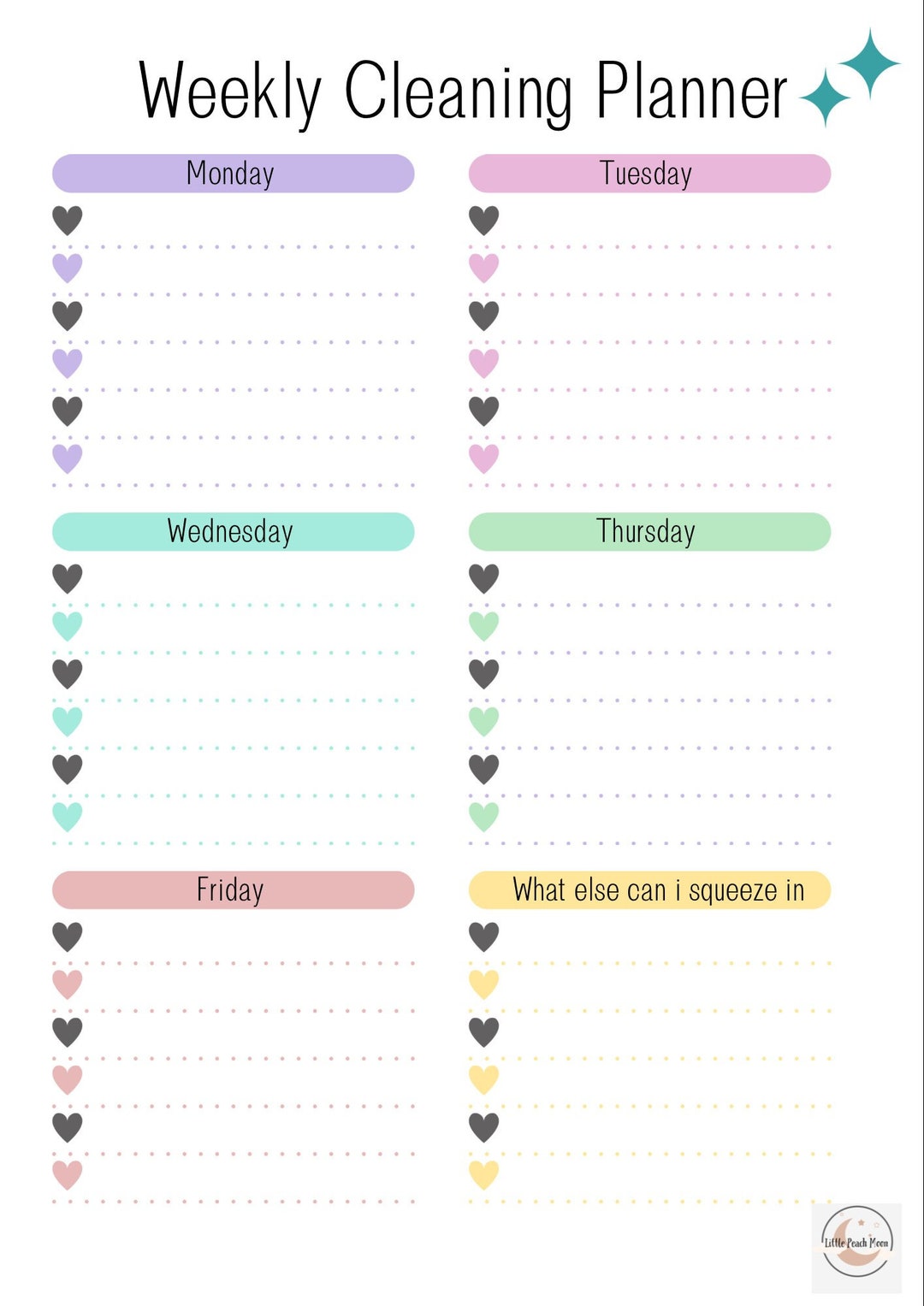 Printable Weekly Cleaning Tracker - Etsy