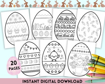 Easter Egg Coloring Pages- Spring Coloring Pages for Kids- Easter Printable Coloring- Kids Coloring Pages- Kids Easter- Cute Coloring Pages
