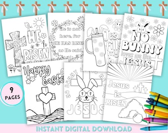 Easter Religious Coloring Pages, Easter Coloring Pages, Printable Easter Bible Activities for Kids, Printable Church Coloring Sheets,Digital