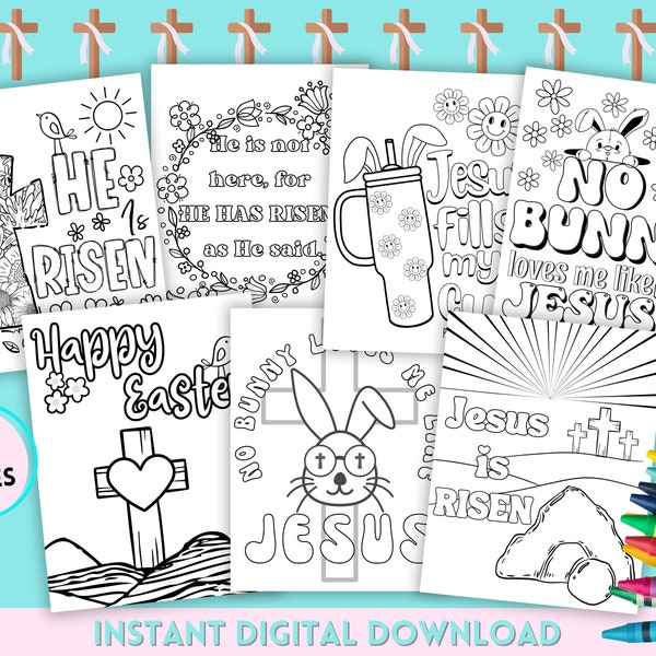 Easter Religious Coloring Pages, Easter Coloring Pages, Printable Easter Bible Activities for Kids, Printable Church Coloring Sheets,Digital