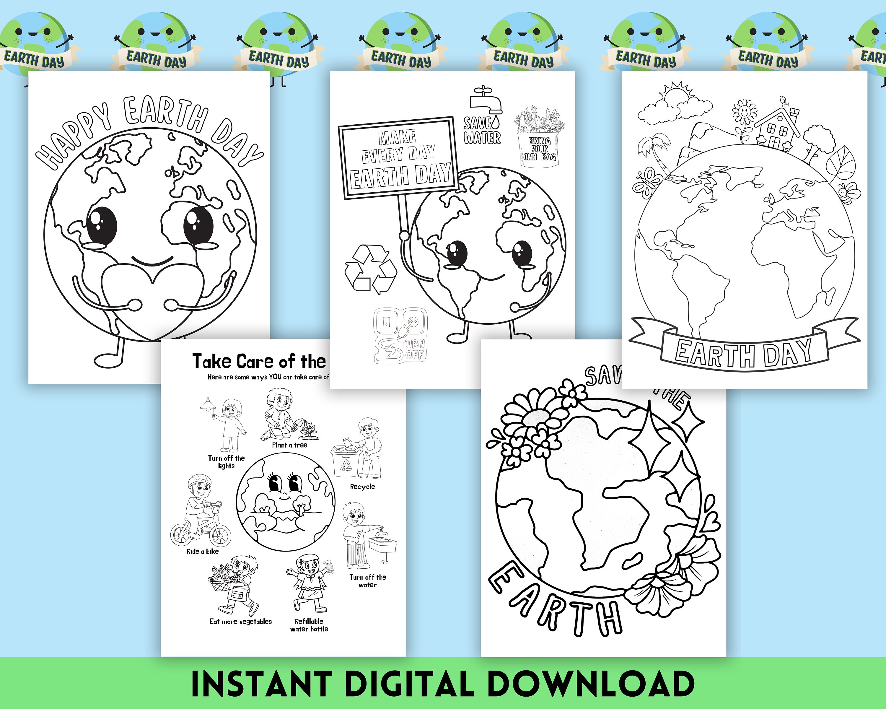 Earth Day Activity Pages, Kids Printable Earth Day Pages, Earth Day