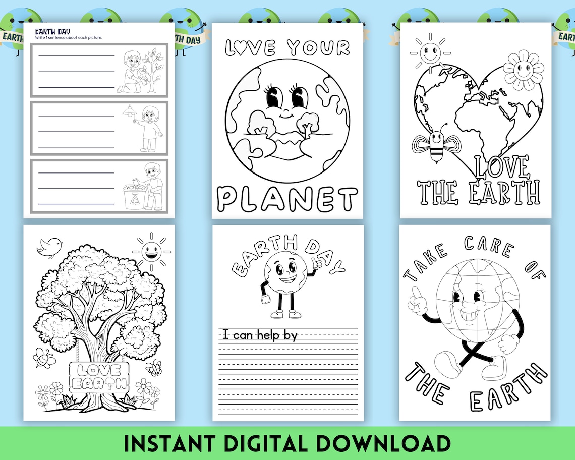 Earth Day Activity Pages, Kids Printable Earth Day Pages, Earth Day ...