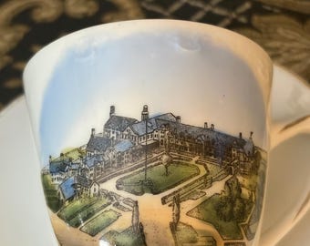 Erinnerungstasse mit Untertasse der Freimaurerhäuser, Elizabethtown, Pennsylvania, um 1910