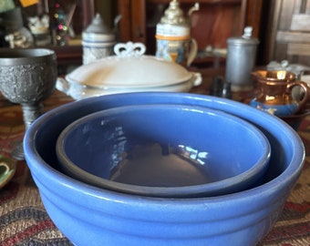 Pair of Vintage Pfalzgraff Blue Mixing Bowls