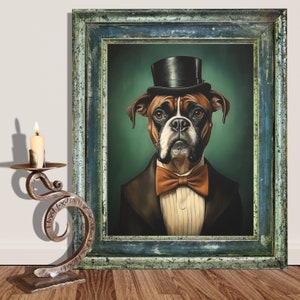 Bulldog in Top Hat and Tuxedo, Pet Lovers Gift, Funny Dog Painting, Wall Decor, Poodle Lover Gift, Pet Owner Gift, Fun Wall Print