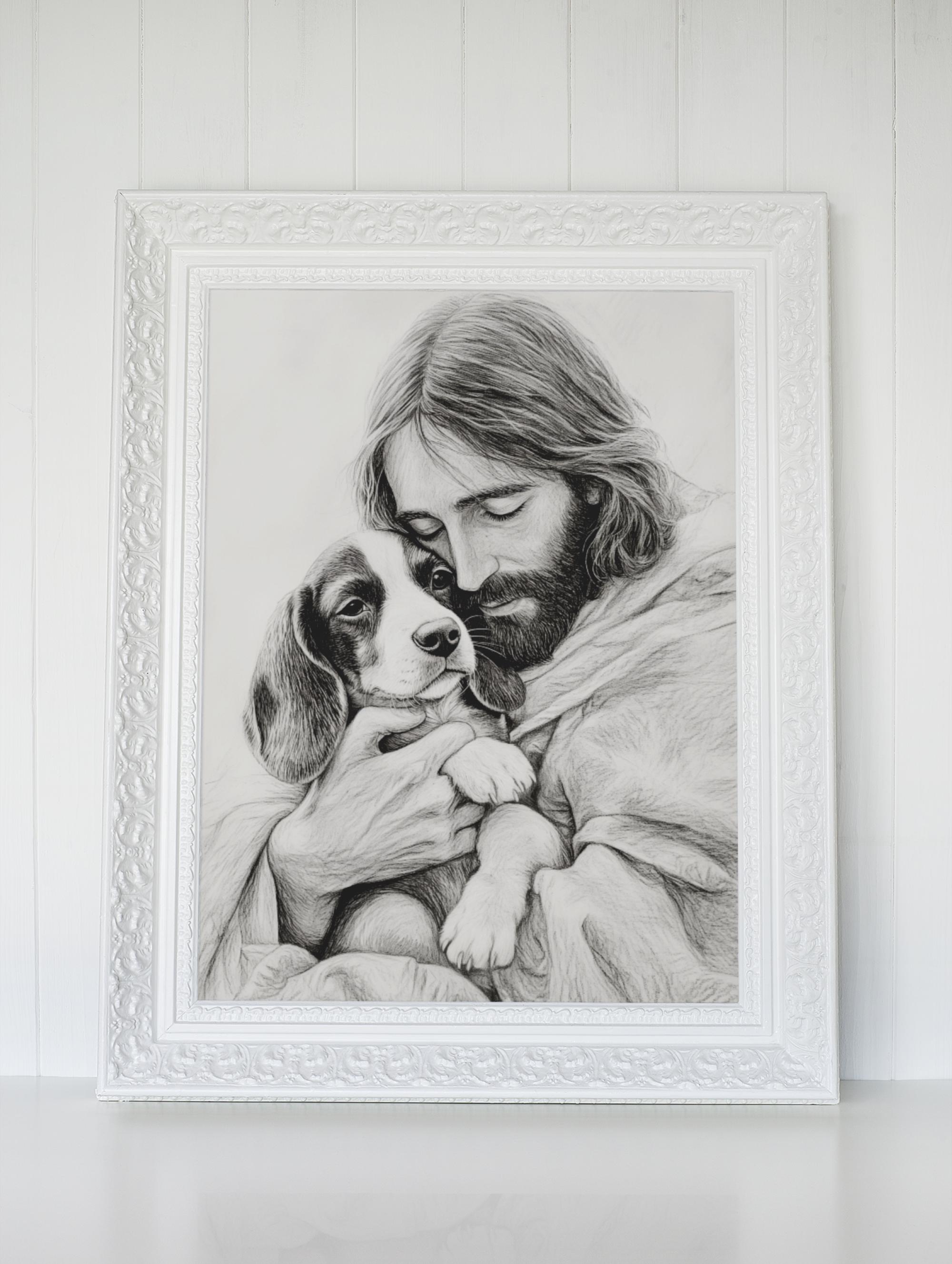 Jesus Holding Beagle Dog Art Print: Pet Memorial Poster - Etsy