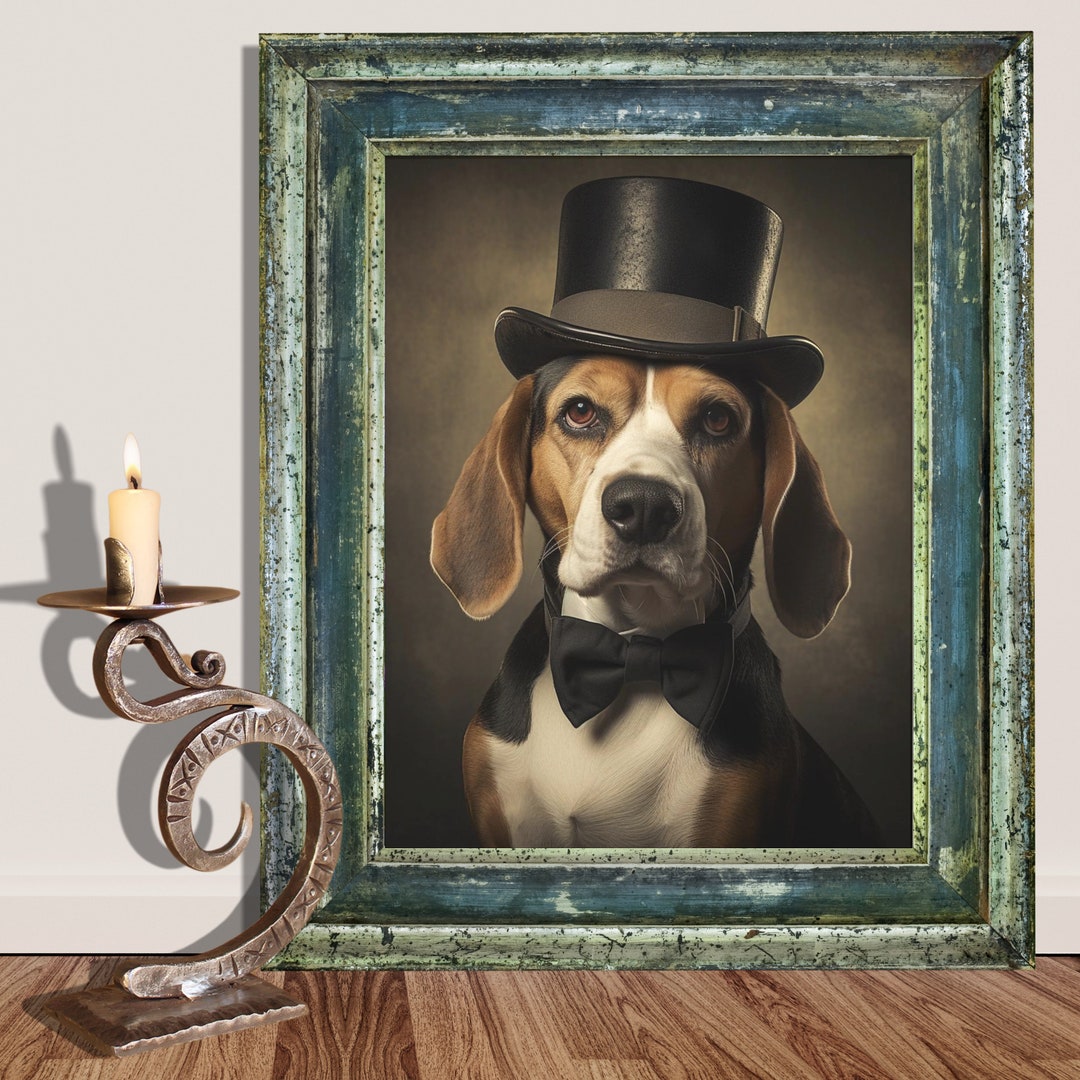 Beagle Art Print: Funny Dog With Top Hat, Pet Lover Gift - Etsy
