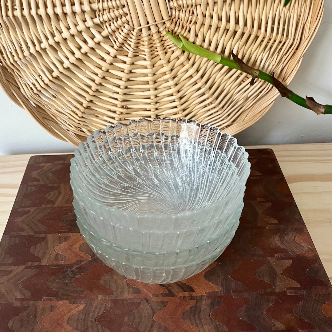 Set of 4 Vintage Arcoroc France Glass Bowls in Seabreeze Pattern Etsy