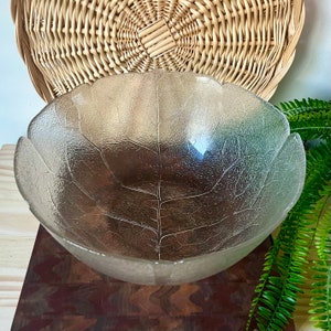 Extra Large Vintage Arcoroc France glass “Aspen” leaf bowl