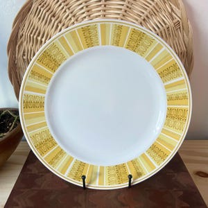 Vintage Set of 4 Franciscan Whitestone Ware Dinner Plates in Yellow Antiqua pattern MCM