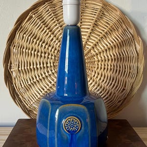 Vintage Blue Soholm Danish Ceramic lamp in Nordlys stoneware by Einar Johansen