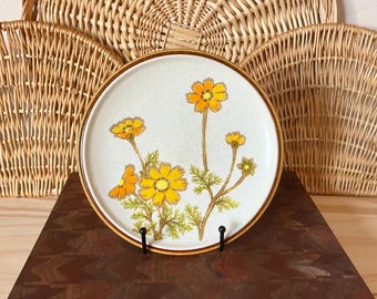 Vintage keramisk stengods Mikasa Southern Sun tallrik med blommor