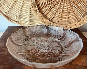 Vintage Arcoroc France “Fleur” glass shallow bowl/plate