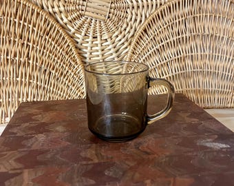 Vintage Arcoroc France Smoked Tawny Glass Mug