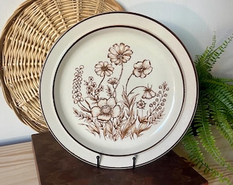 Vintage Sango Stoneware Plate: Indian Summer Floral Serving Platter or Chop Plate (12.5")