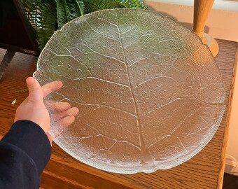 Large Vintage “Aspen” Arcoroc Glass Leaf Plate
