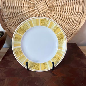 Vintage Set of 4 Franciscan Whitestone Ware small side or bread Plates in Yellow Antiqua pattern MCM