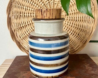Vintage Ceramic/Pottery Striped Asahi Jar from Japan