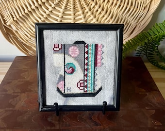 Vintage Framed Kimono Needlepoint Art
