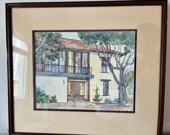 Vintage Framed Watercolor painting signed by artist Donna Sloan Snow