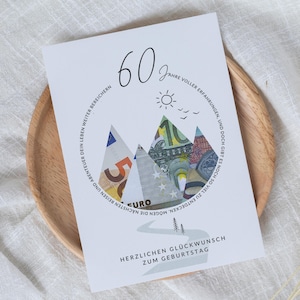 Geldgeschenk 60 Geburtstag Berge und Wandern Geschenkidee für Papa oder Mama zum 60 Geburtstag Geschenk für Mann und Frau für nächste Reise