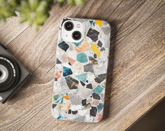 Italian Terrazzo Phone Case | Speckled Marble | Slim Fit for iPhone 14/13/12/11/X & Samsung S23/S21/S10E - Durable, Lightweight
