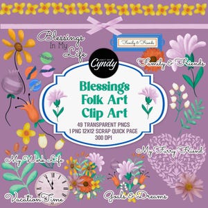 Blessings Folk Art Clip Art | 49 hand-drawn png images at 300 dpi