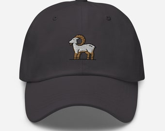 Ziege bestickte Papamütze, bestickte Unisex Mütze, Papamütze, verstellbare Baseballmütze Geschenk für Ihn Papamütze