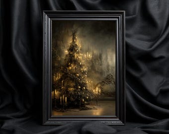 Victorian Gothic Christmas Tree Art: Dark Academia Holiday (Digital Download)