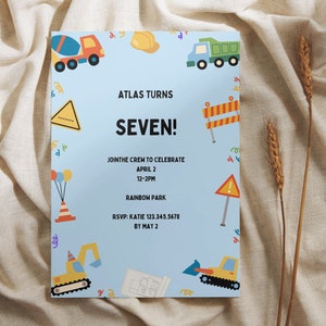 Construction Birthday Invitation Template: Customizable Party Invite (Digital Download)